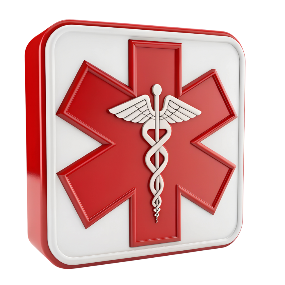 3D Medical Symbol with Caduceus png