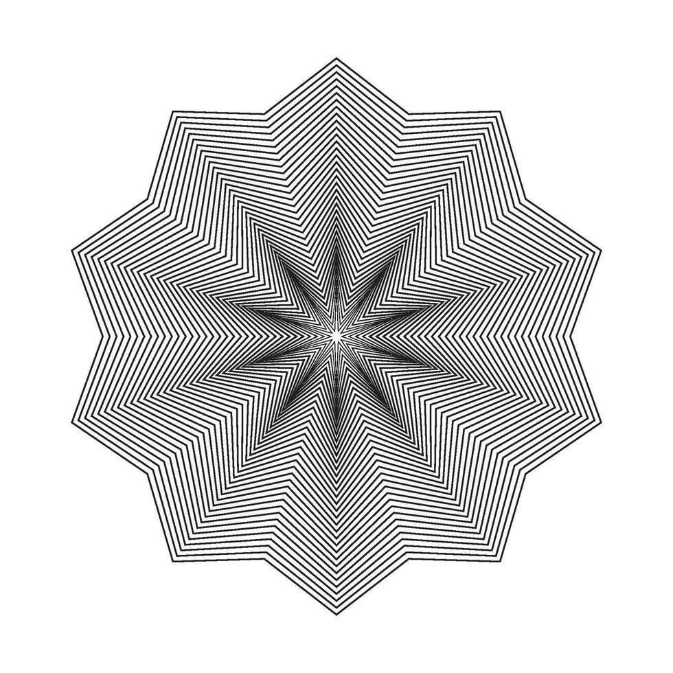 A black and white image of a star with a spiral pattern vector