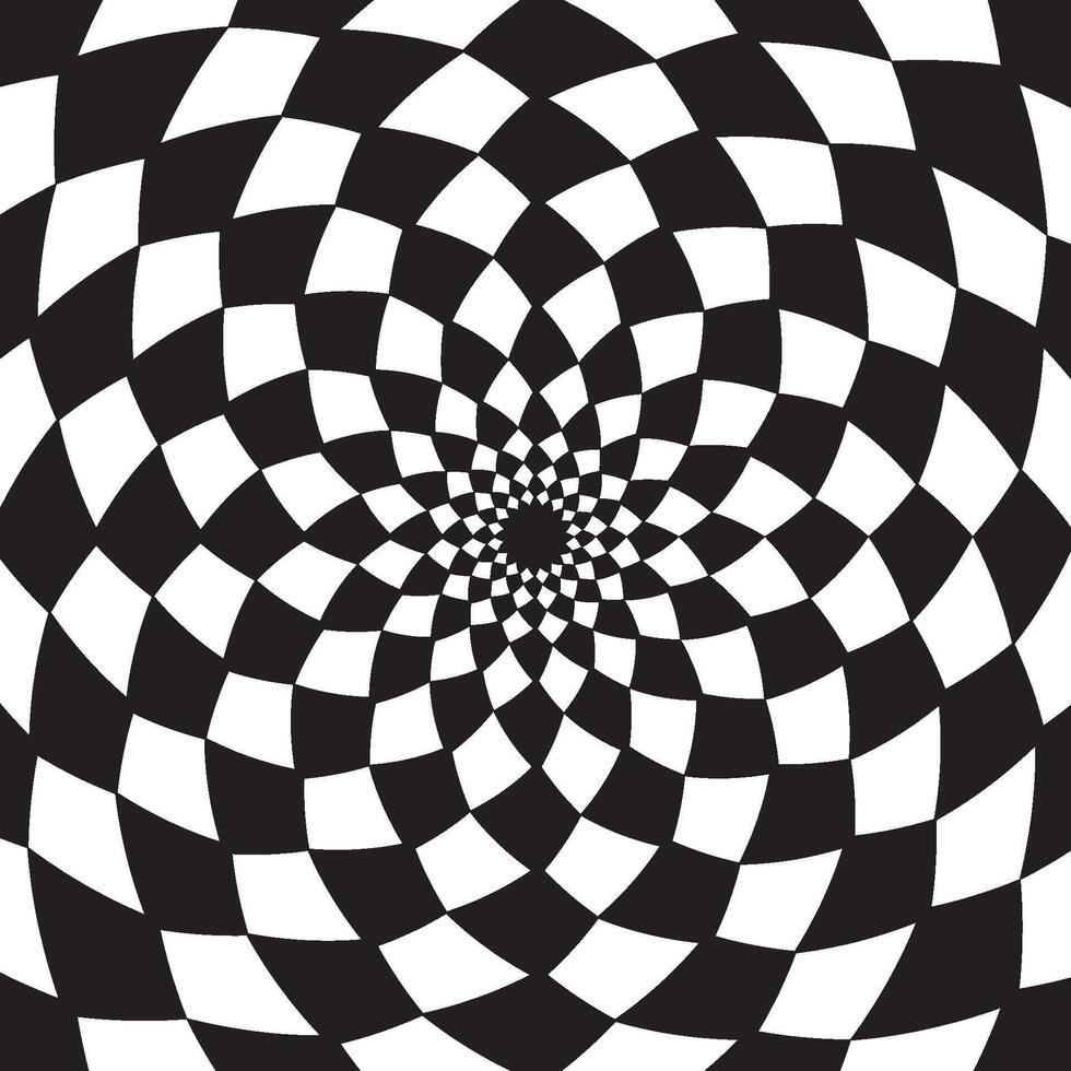 A black and white checkered pattern with a central spiral vector