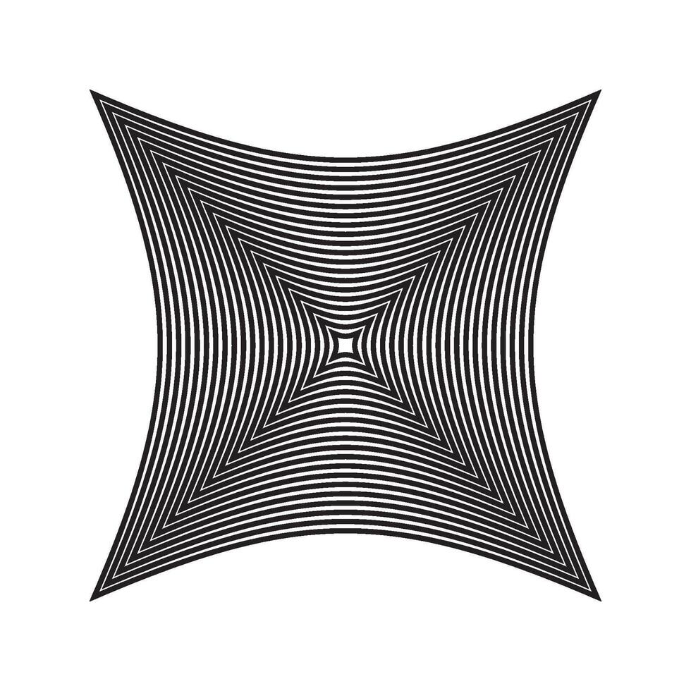 A black and white drawing of a square with a curved line vector
