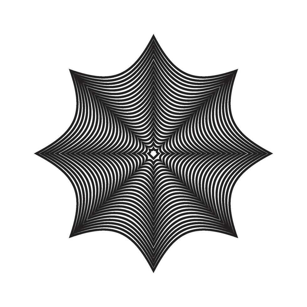 A black and white image of a star with a spiral pattern vector