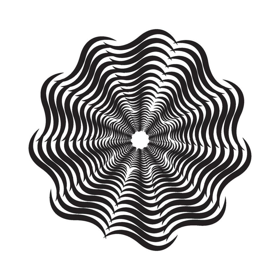 A black and white image of a flower with wavy lines vector