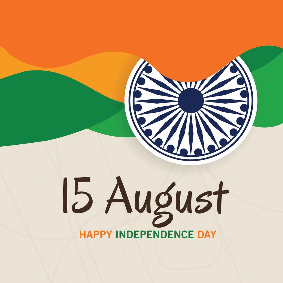 illustration of a Banner with Stylish Text 15th August, National Flag Colors Background for Indian Independence Day Celebration. vector