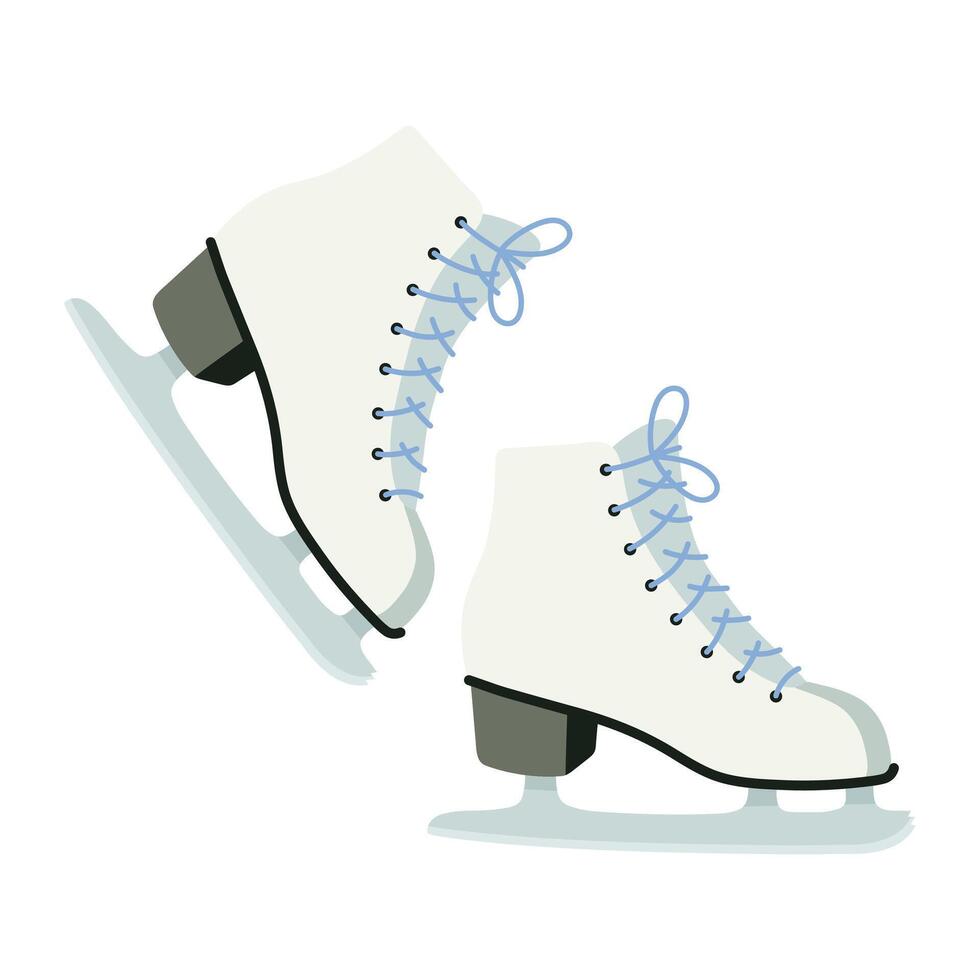 Hand drawn winter white figure ice skates isolated on white background. Cute and simple drawing. illustration vector
