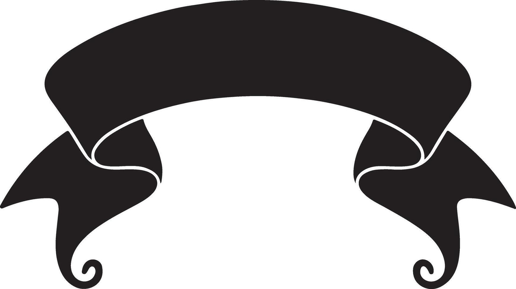 A black silhouette of an empty curved ribbon vector