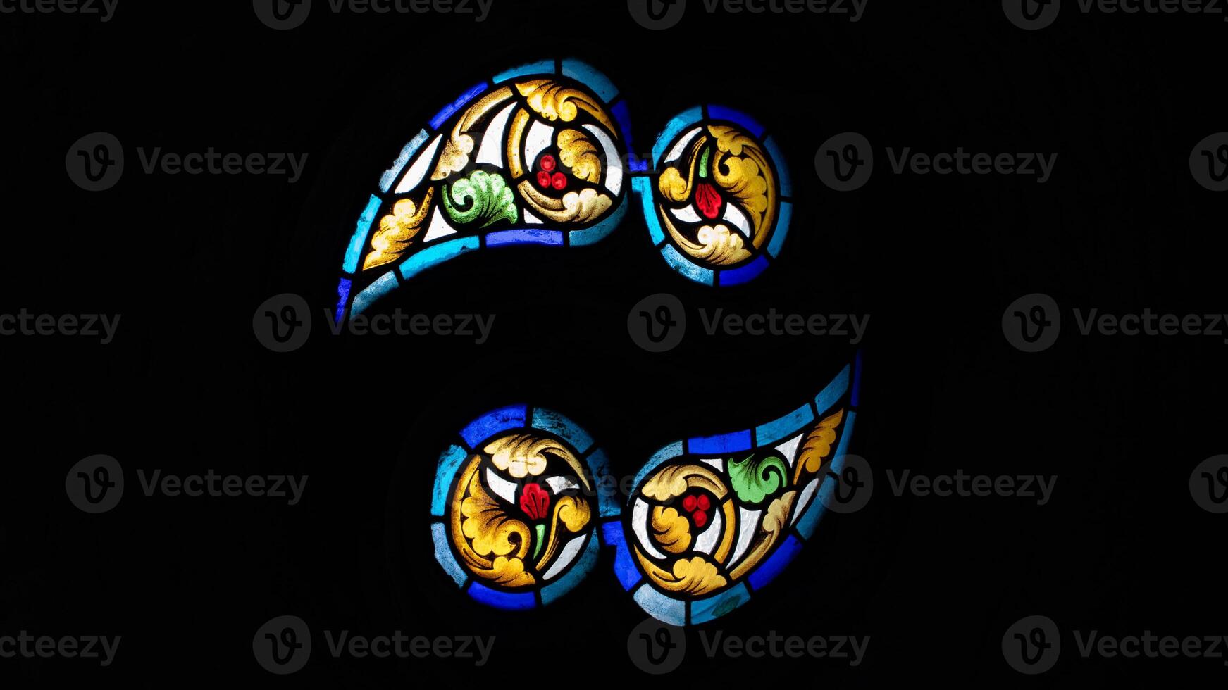 Colorful stained glass from a Transylvanian castle photo