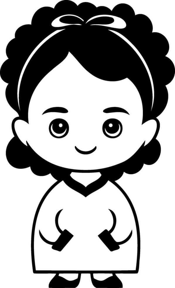 Anime girl isolated. Hand drawn icon vector