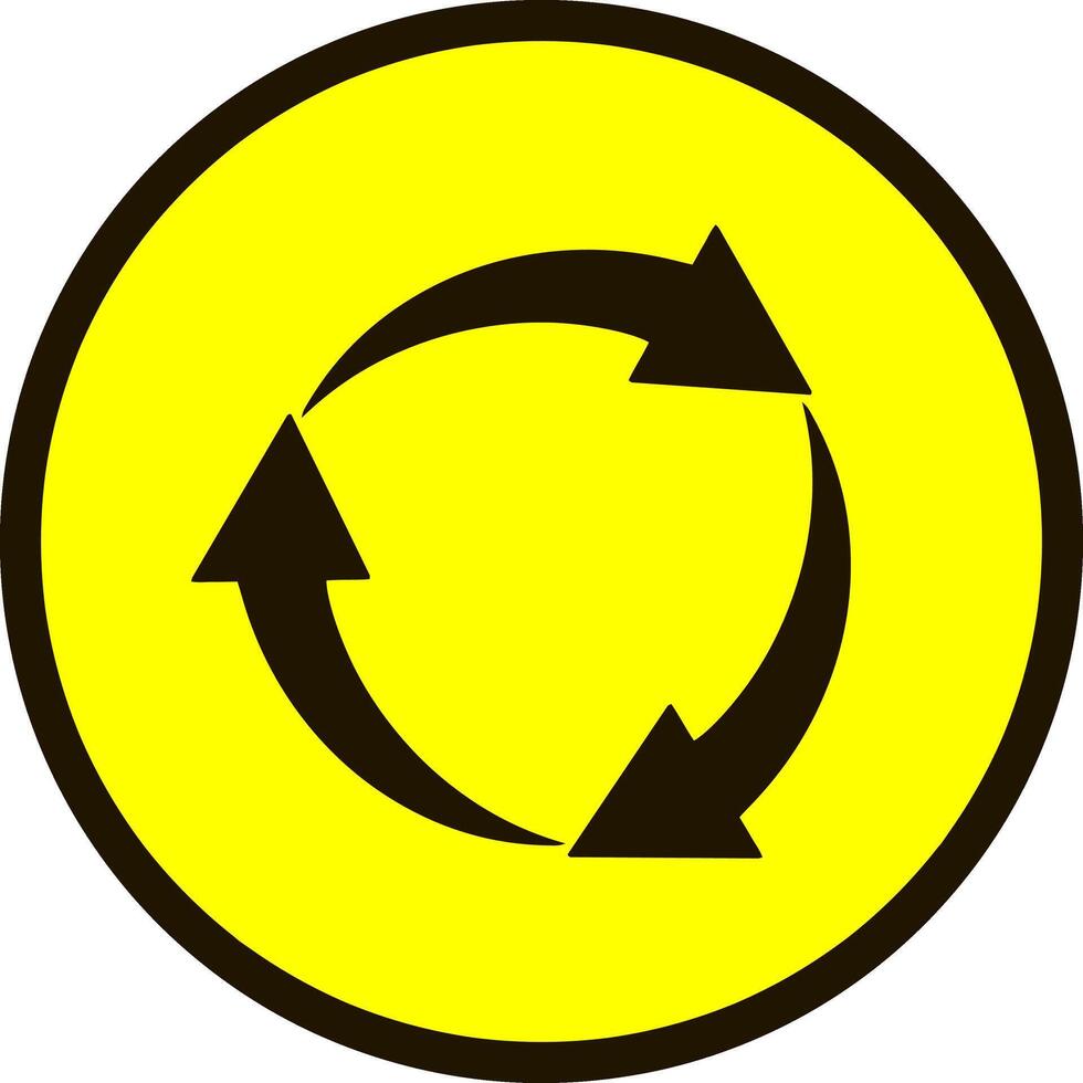 Circle arrow clipart isolated Stencil recycle symbol Yellow button vector