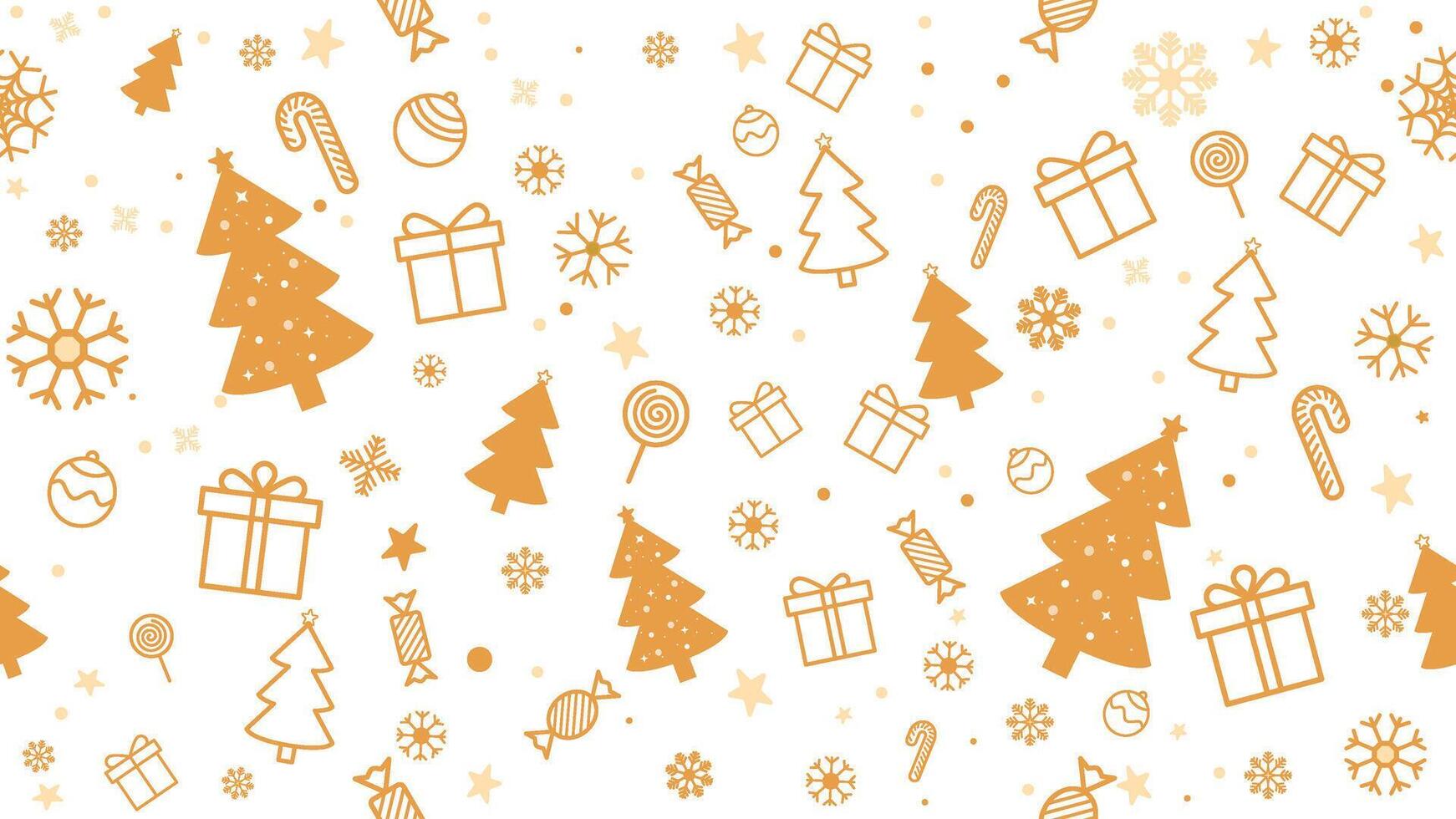 Golden Christmas tree and Snowflake Seamless Pattern for Christmas and New Year, texture clothing scarf decoration vector