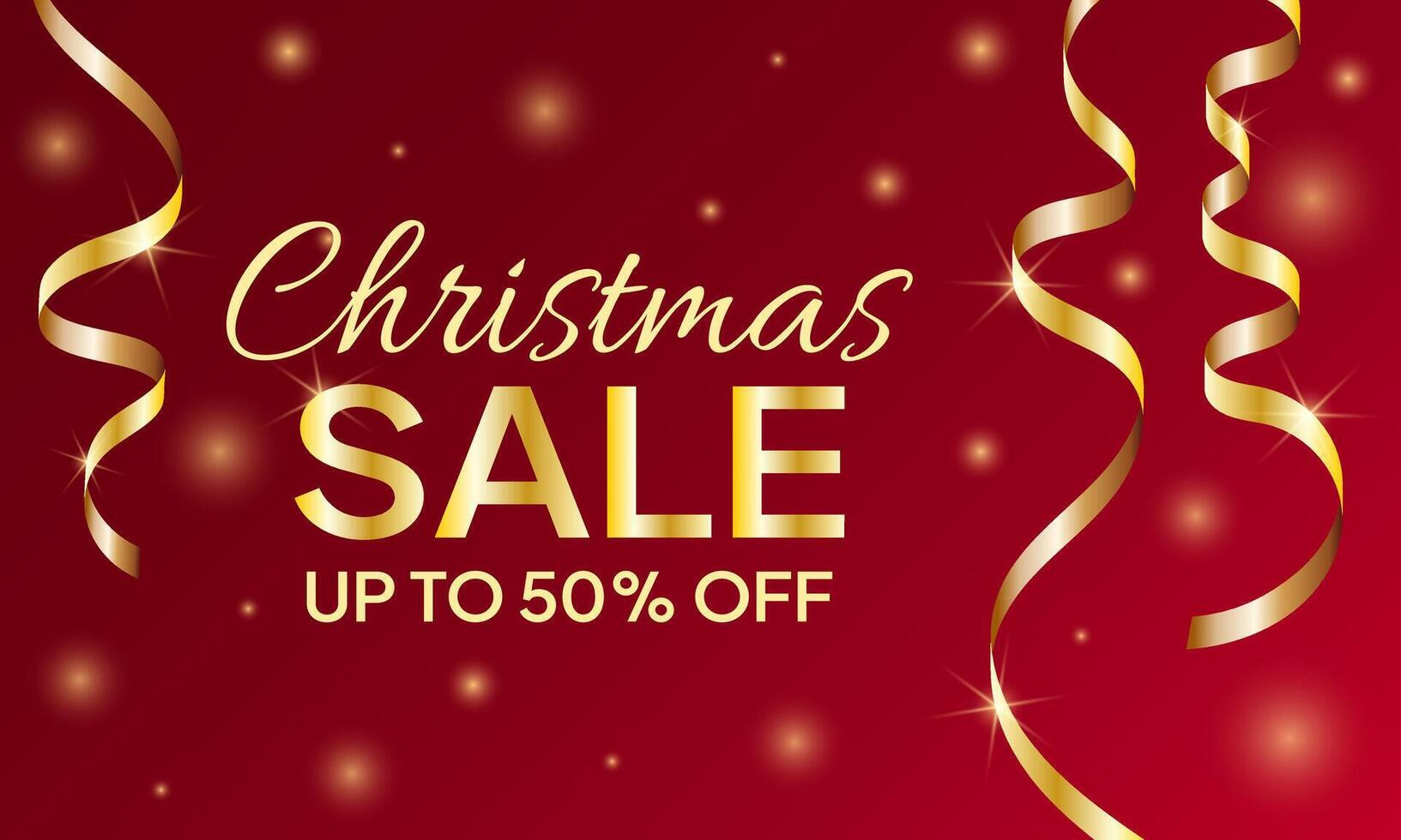 Christmas Sale banner with gold serpentine on red background vector
