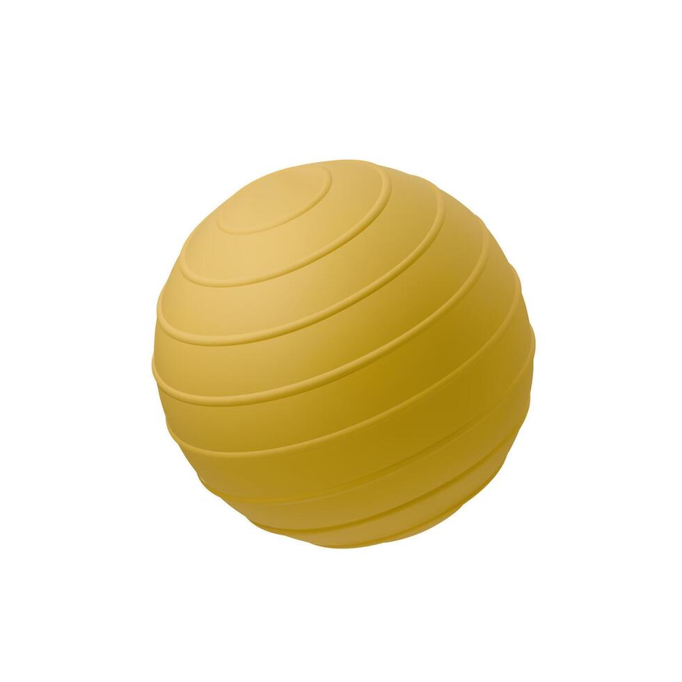 Dynamic 3D yellow Fitness Ball for Balance Training, pilates isolated on white background. Minimal fitness object. 3d rendering. Suitable for gym, workout, and health-related designs vector