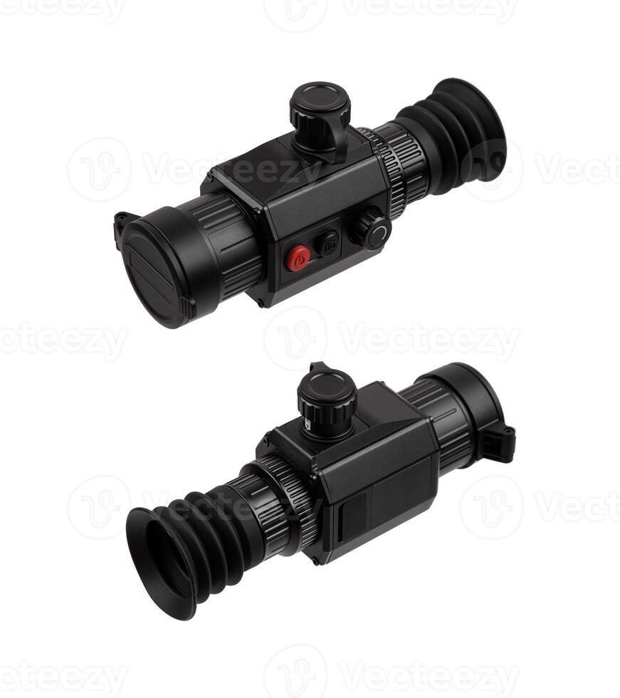 Modern monocular thermal imager isolate on a white background. A device for fixing thermal radiation. photo
