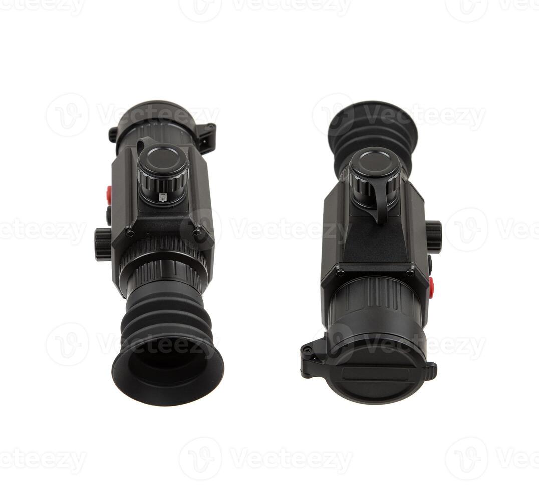 Modern monocular thermal imager isolate on a white background. A device for fixing thermal radiation. photo