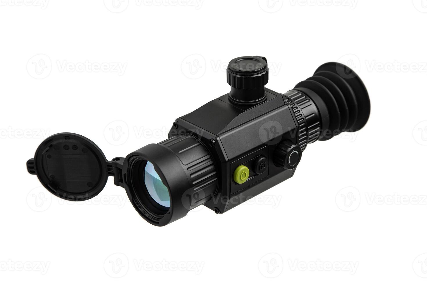 Modern monocular thermal imager isolate on a white background. A device for fixing thermal radiation. photo