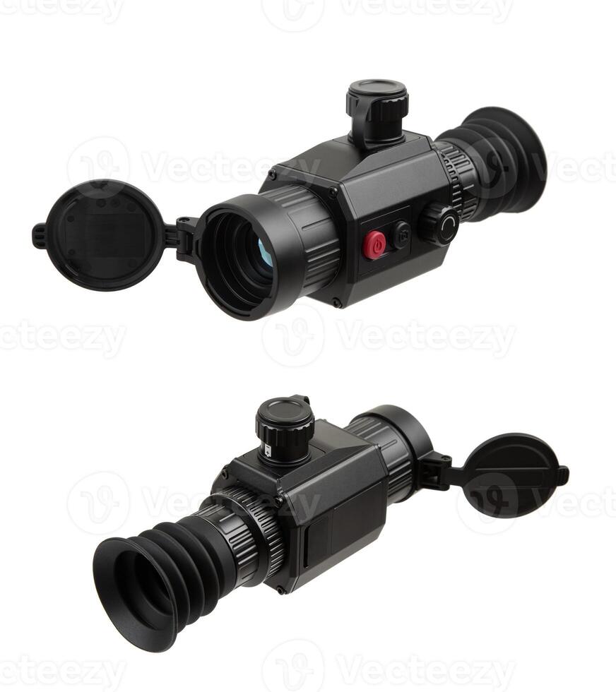 Modern monocular thermal imager isolate on a white background. A device for fixing thermal radiation. photo