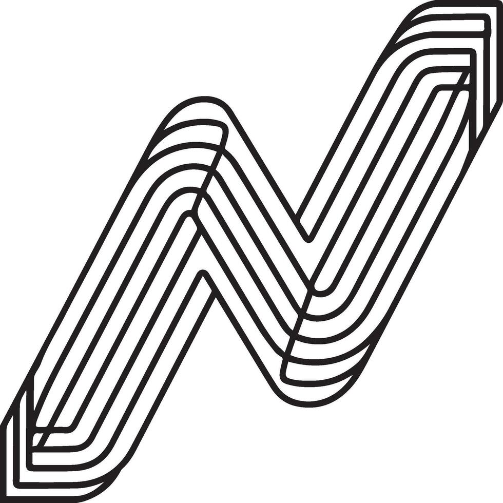 N alphabet logo design style illustration vector