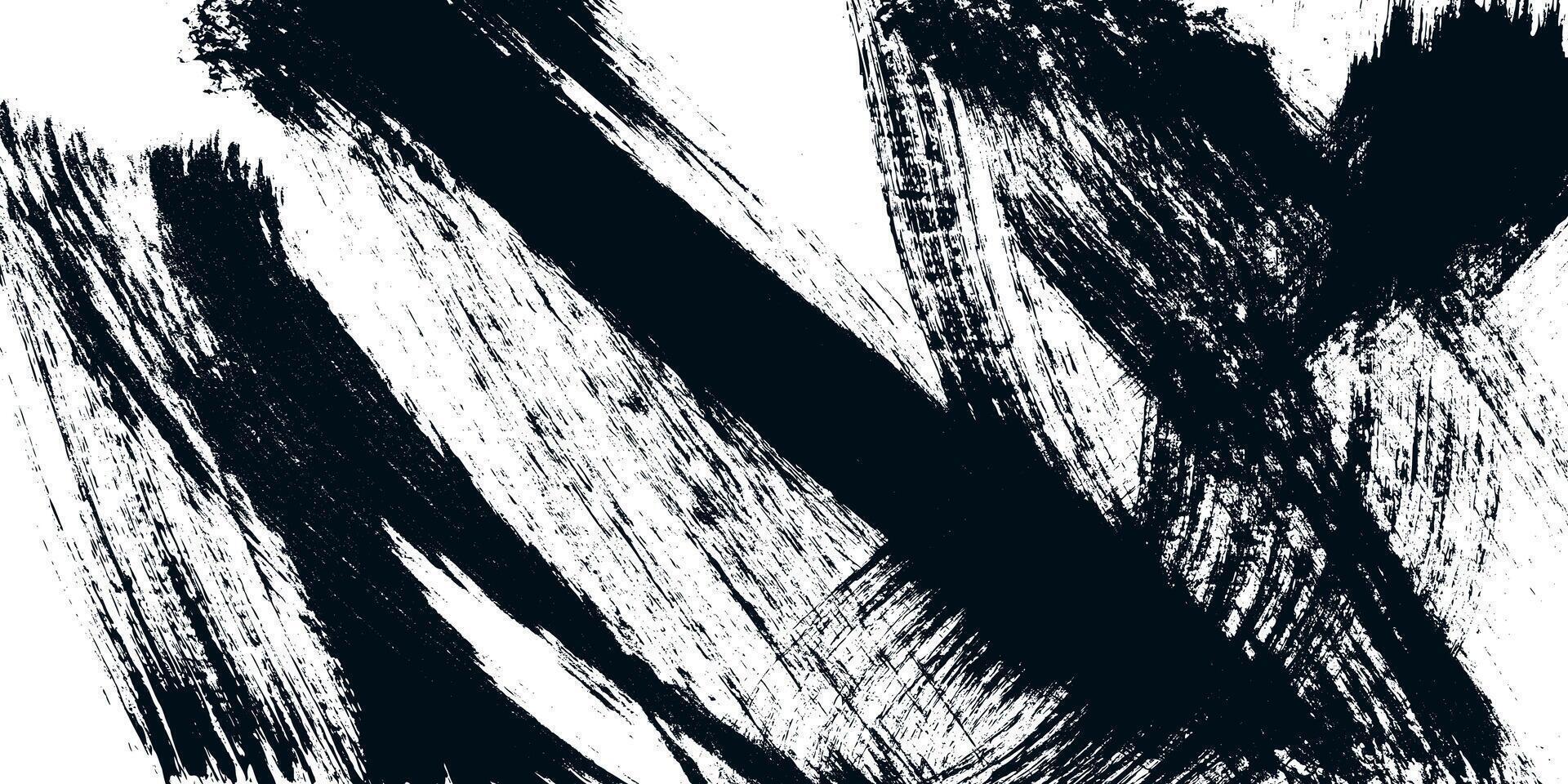 Hand Painted Brush Stroke Banner with Noise Effect. Abstract background with grunge black lines. Retro damaged strokes. vector