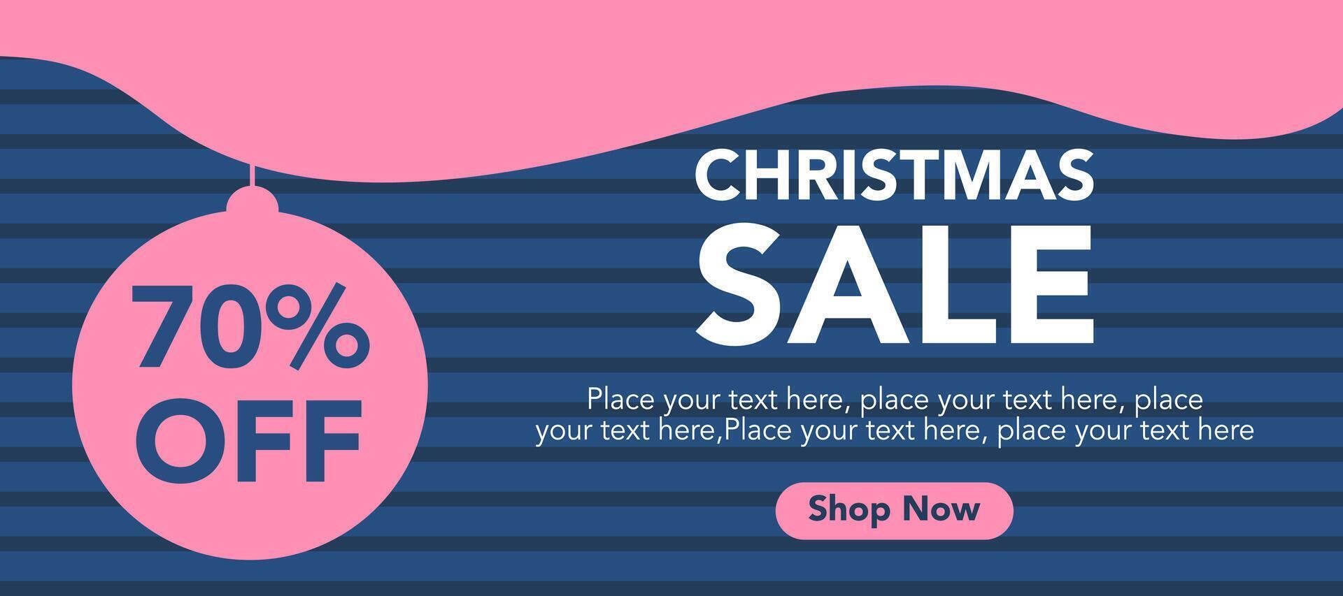 Creative Merry Christmas and Happy New Year Sale template horizontal with blue and pink color, shape background for banner and poster vector