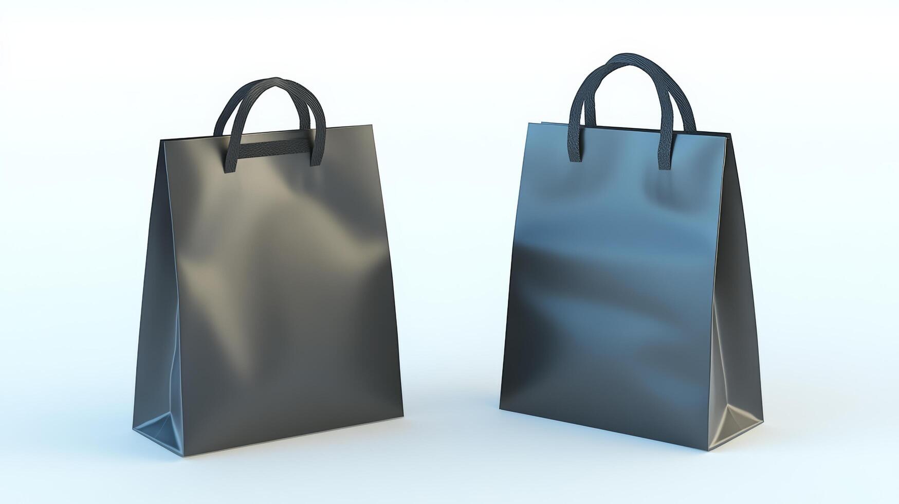 Two black bags with handles. Mockup. photo