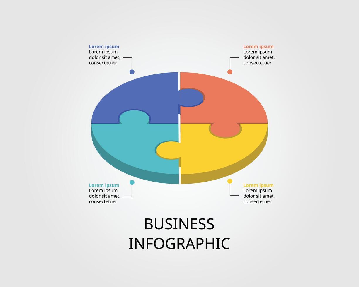 Jigsaw template with number for infographic for presentation for 4 element vector