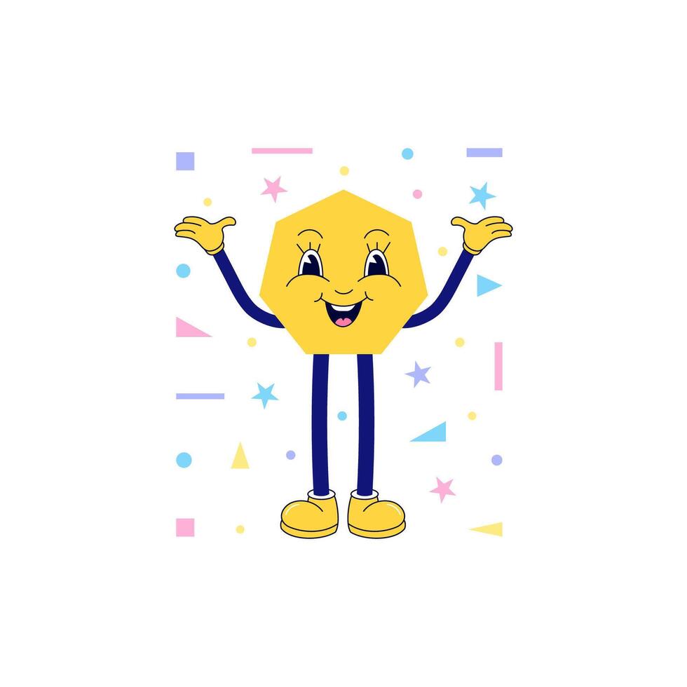 Polygon in a funny cartoon style. Simple and cute. vector