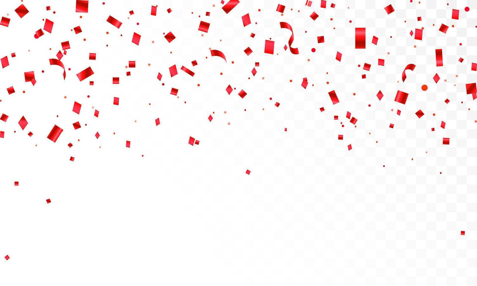 Red confetti. Confetti celebration party background design, Falling shiny red confetti isolated on transparent background. Party, birthday, Holiday banner template. vector
