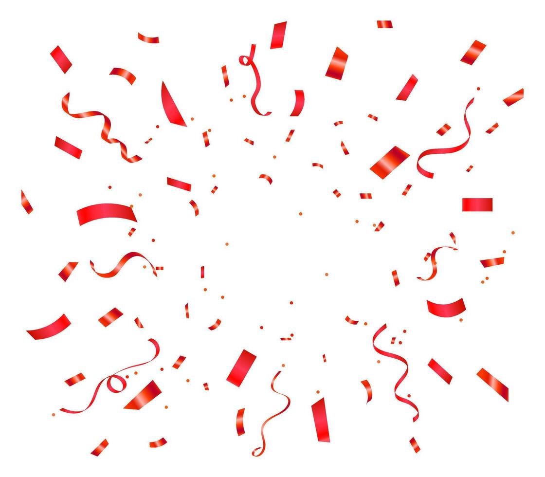 Red confetti birthday background. Celebration Event and Party confetti and ribbons. confetti, vector