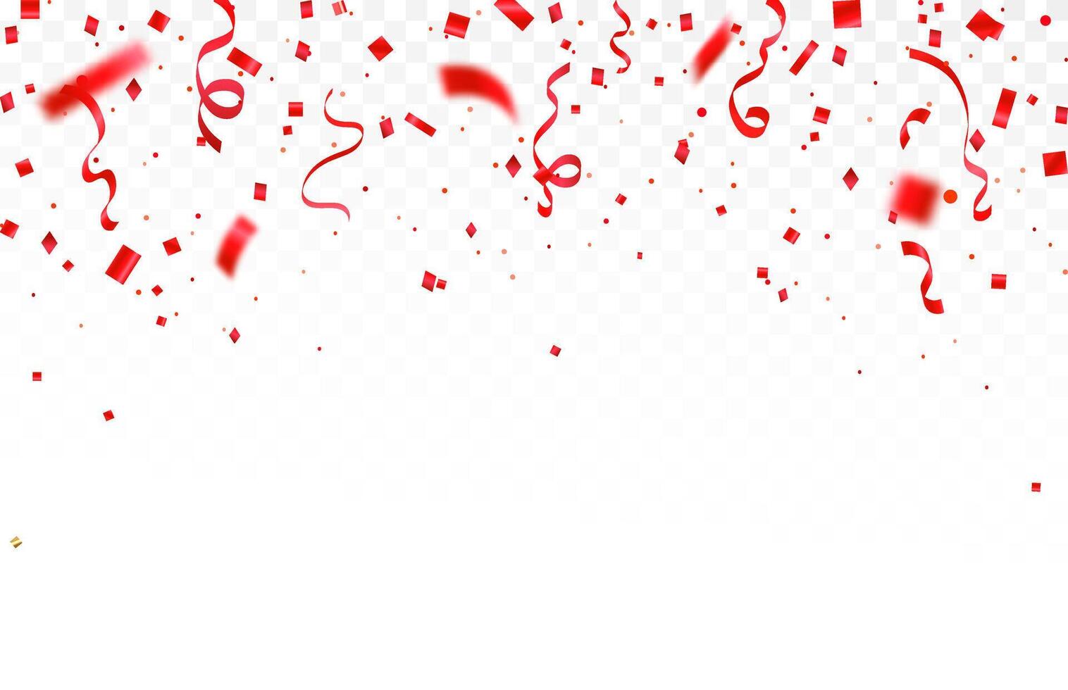 Luxury red confetti and carnival ribbons with red color glitter. Shiny carnival decoration background vector