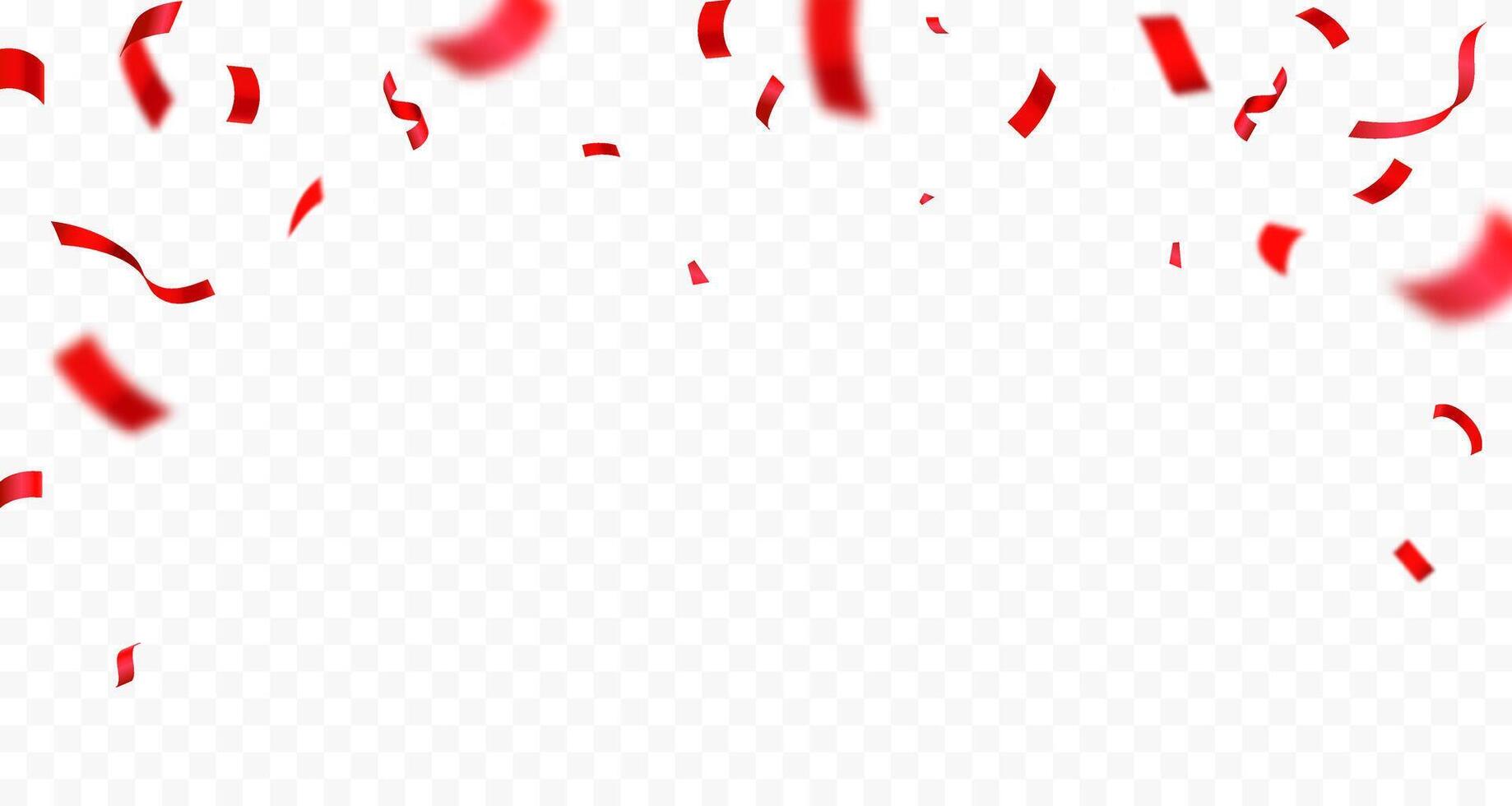 Red confetti celebration party background design, Falling shiny red color confetti isolated on transparent background. Can be used for celebration, Christmas, New Year, Carnival festivity, confetti, vector