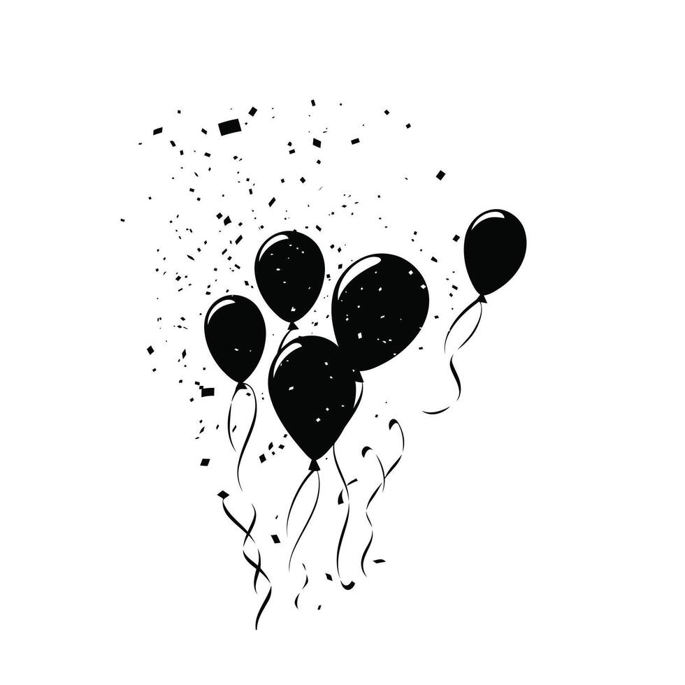Black silhouette of Happy New Year celebratory balloons isolated on a white background vector