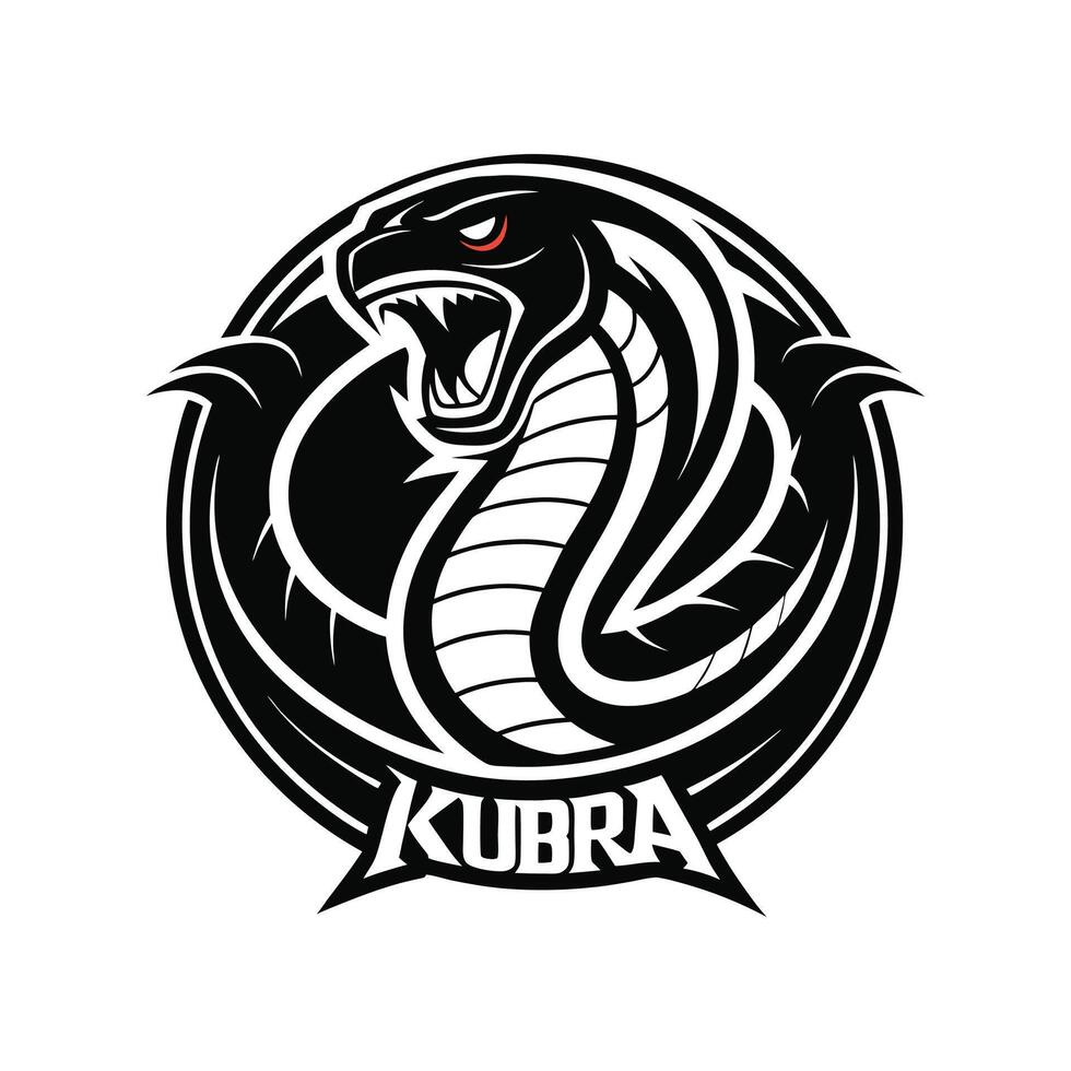 A logo for kubra, a snake with a black and white design vector