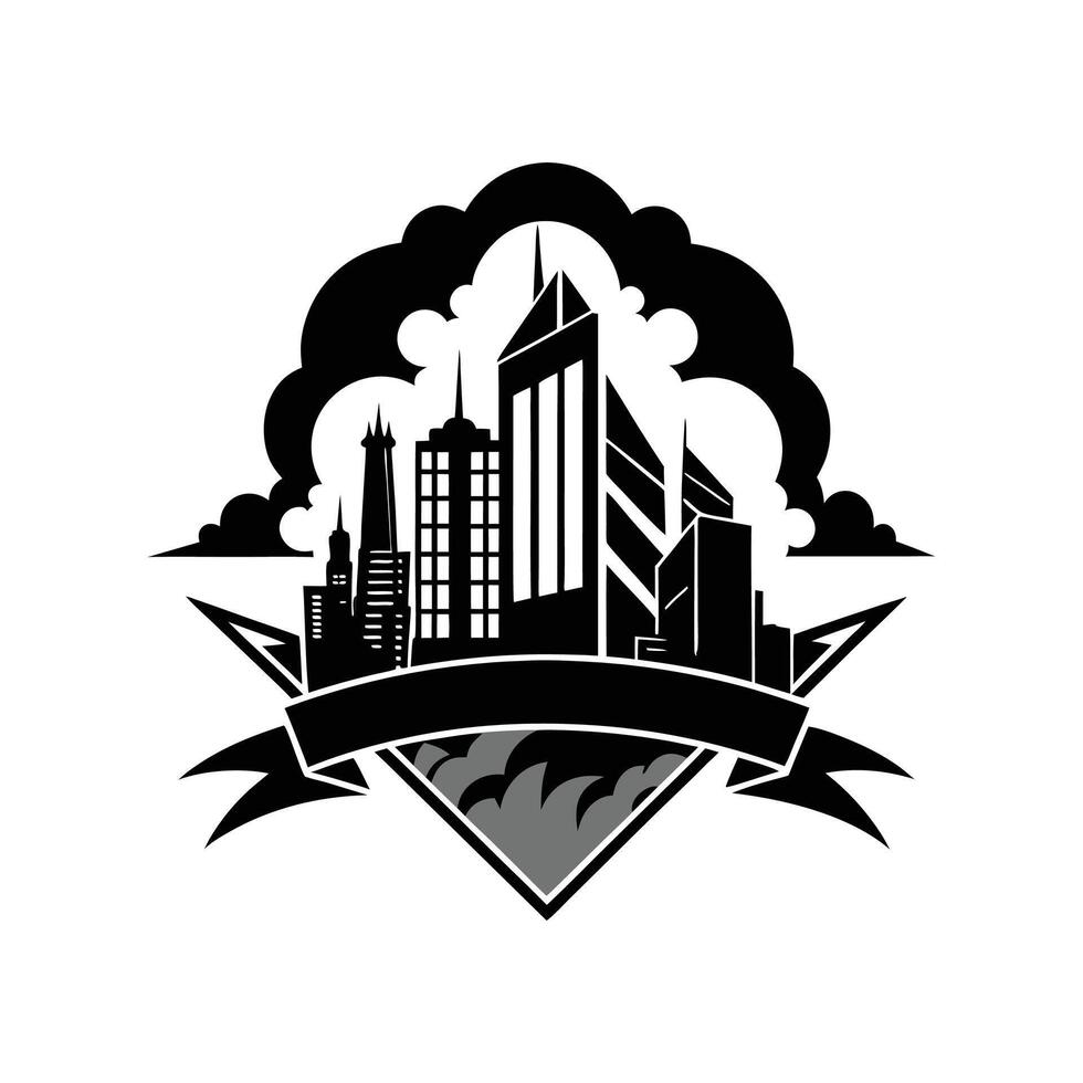 A black and white logo for a city vector