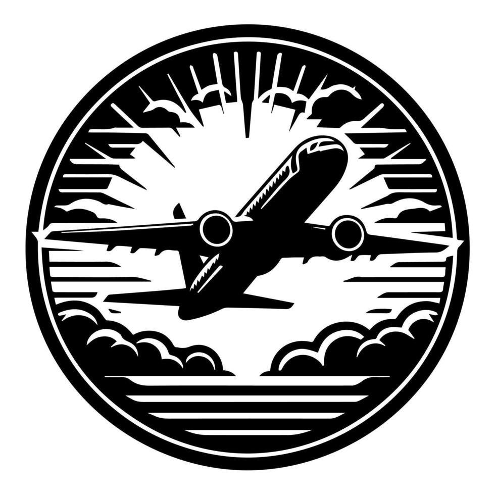 Airplane flying over the ocean vector