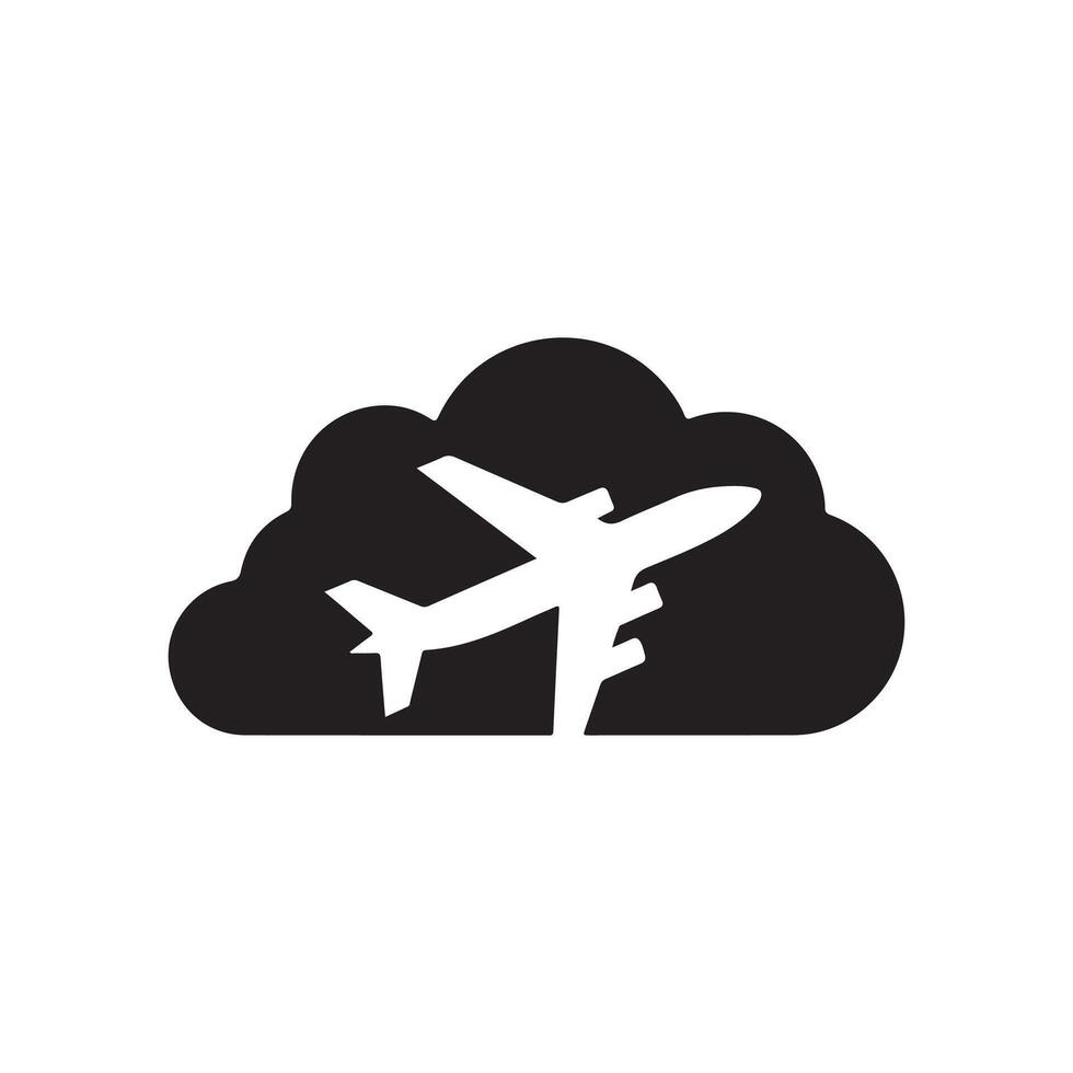 Airplane flying in the clouds icon illustration vector