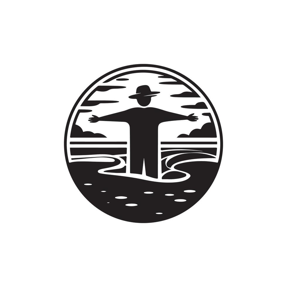 A man standing in the water with his arms outstretched vector