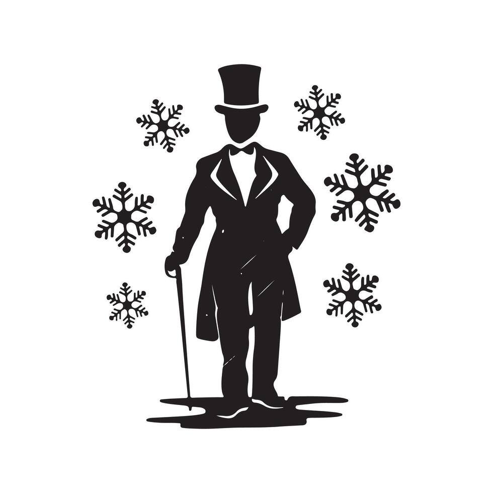 A man in a top hat and topcoat with cane vector