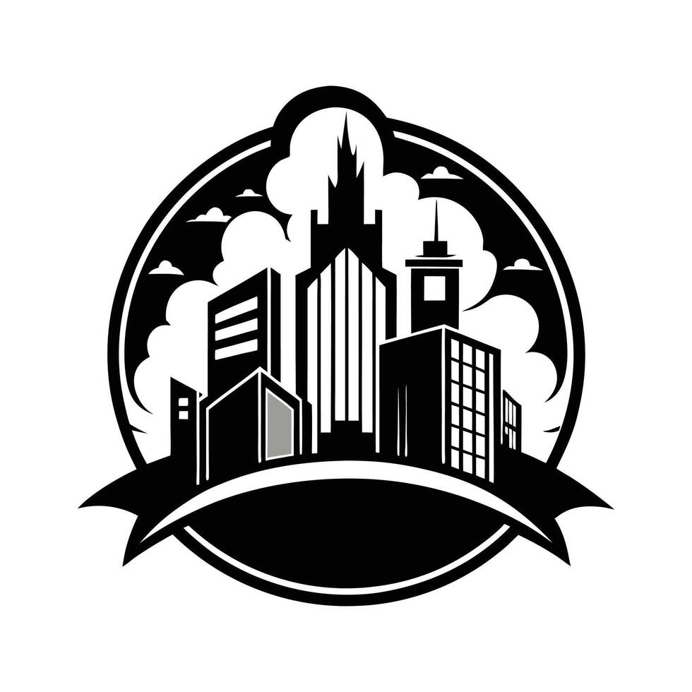 A black and white logo for a city vector