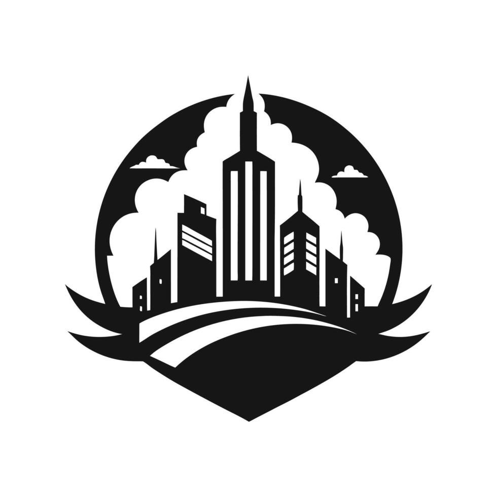 A black and white logo for a city vector