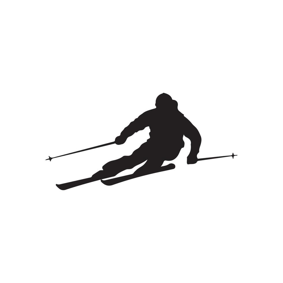 A silhouette of a skier on a white background vector