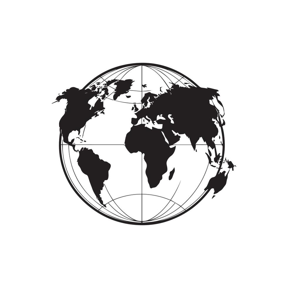 A black and white world map on a white background vector