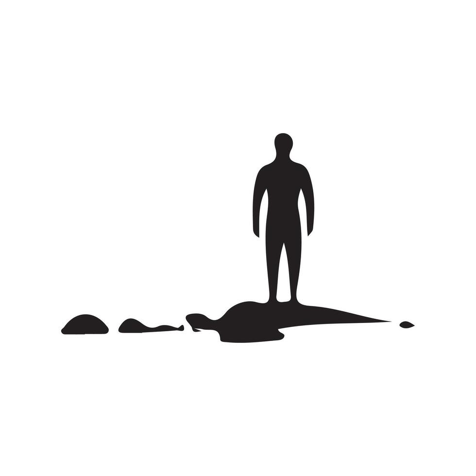 A silhouette of a man standing on a rock vector