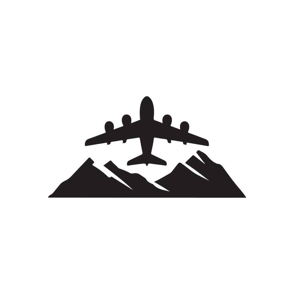 Airplane flying over mountains and mountains vector