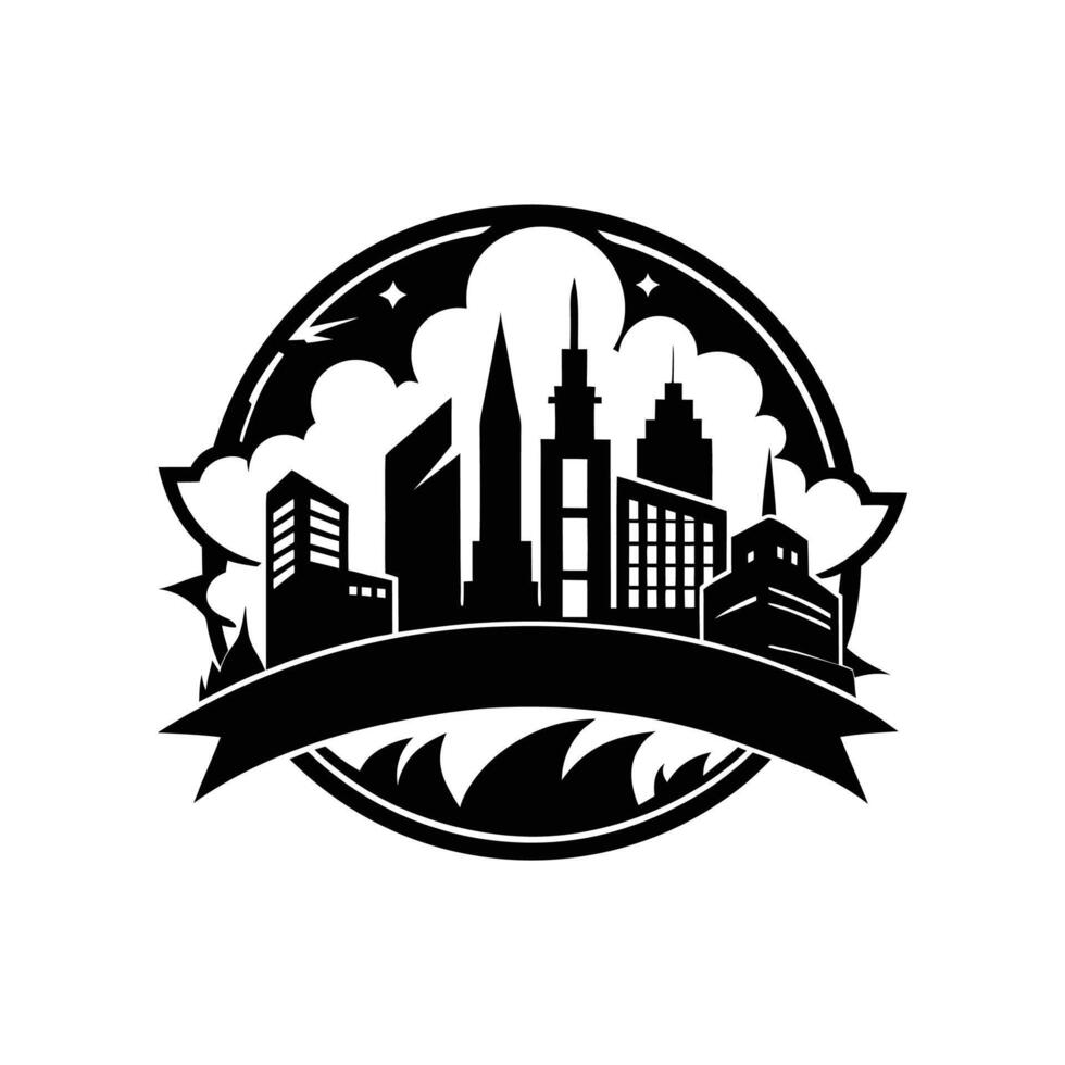 A black and white logo for a city vector