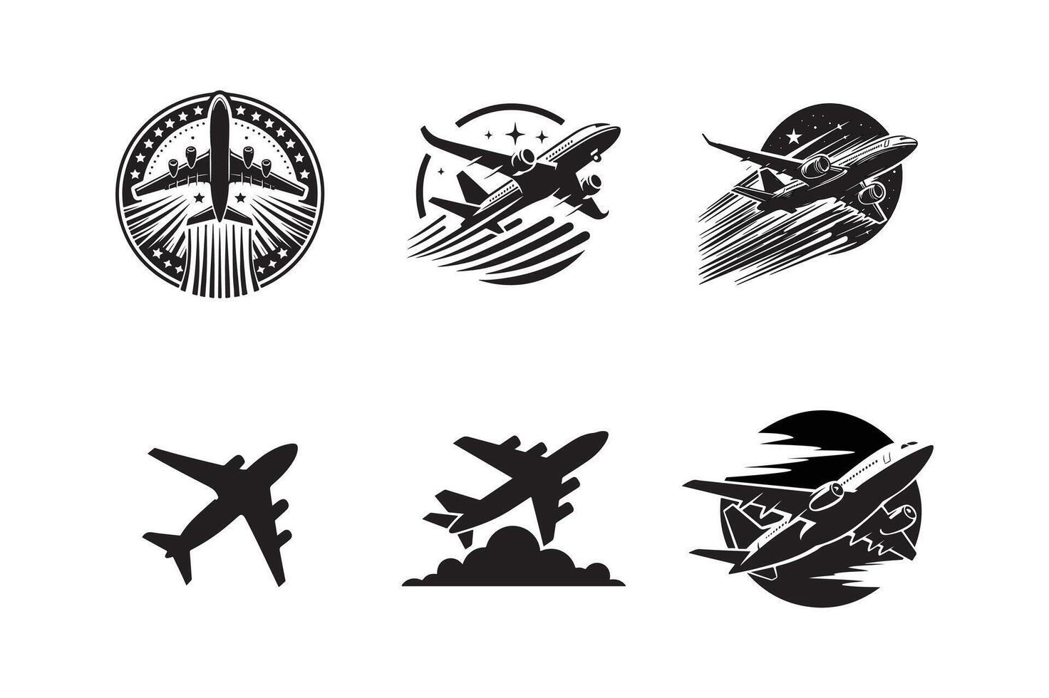 Airplane icons set vector