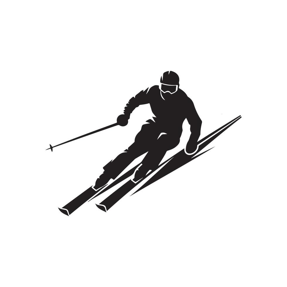 A silhouette of a skier on a slope vector