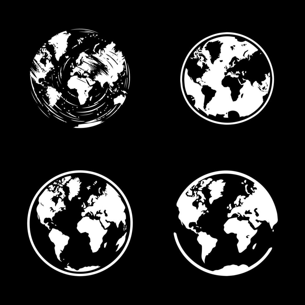 Four different earth globe icons on a black background vector