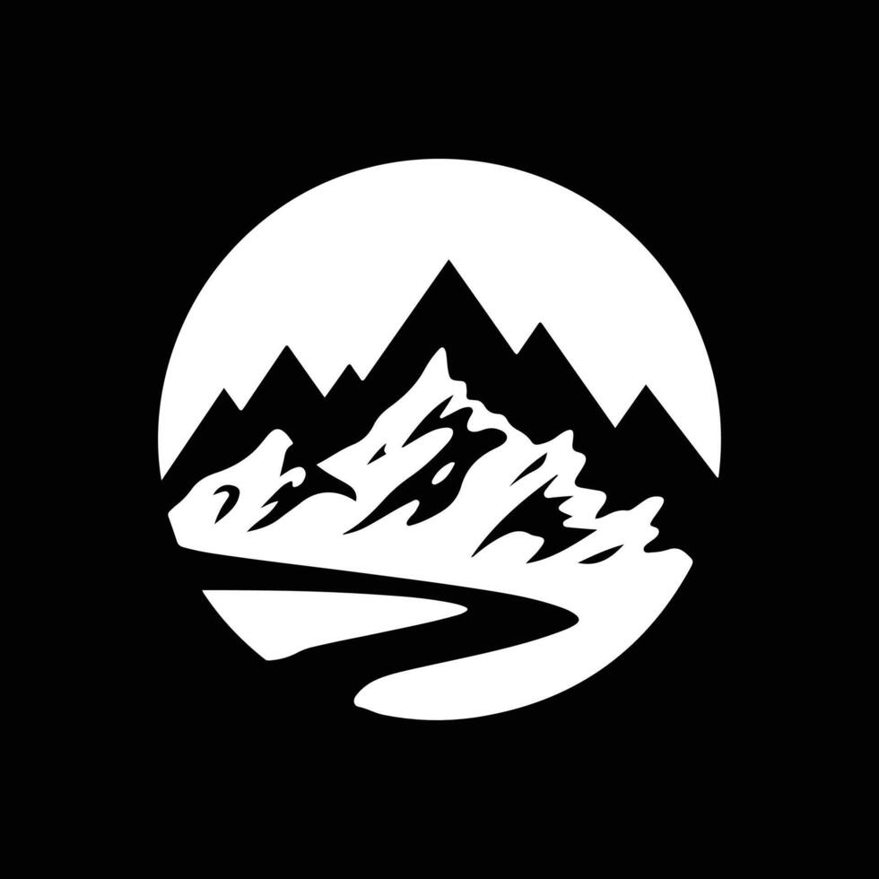 Mountains and road in a circle logo vector