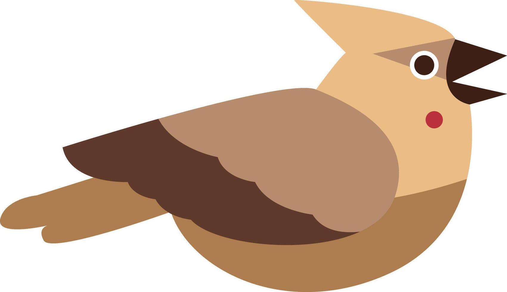 Flat Design Brown Cardinal Bird Illustration vector