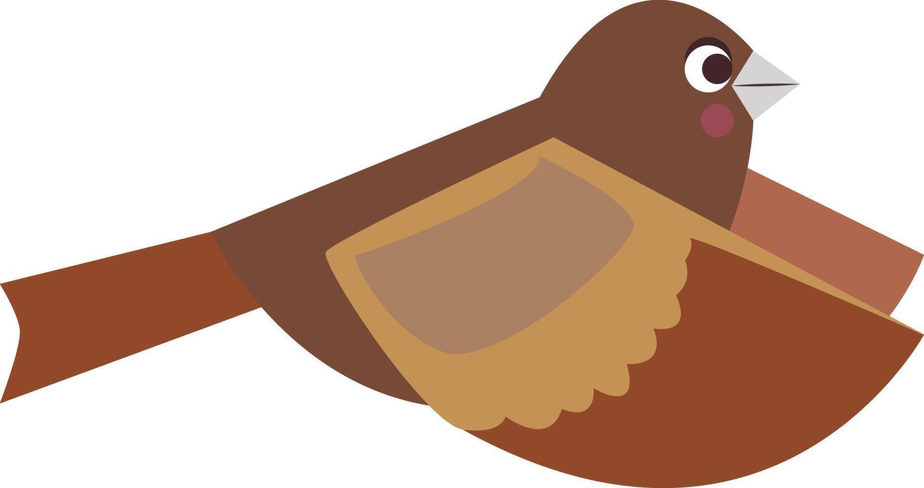 Brown and Tan Cartoon Bird Illustration in Flight vector