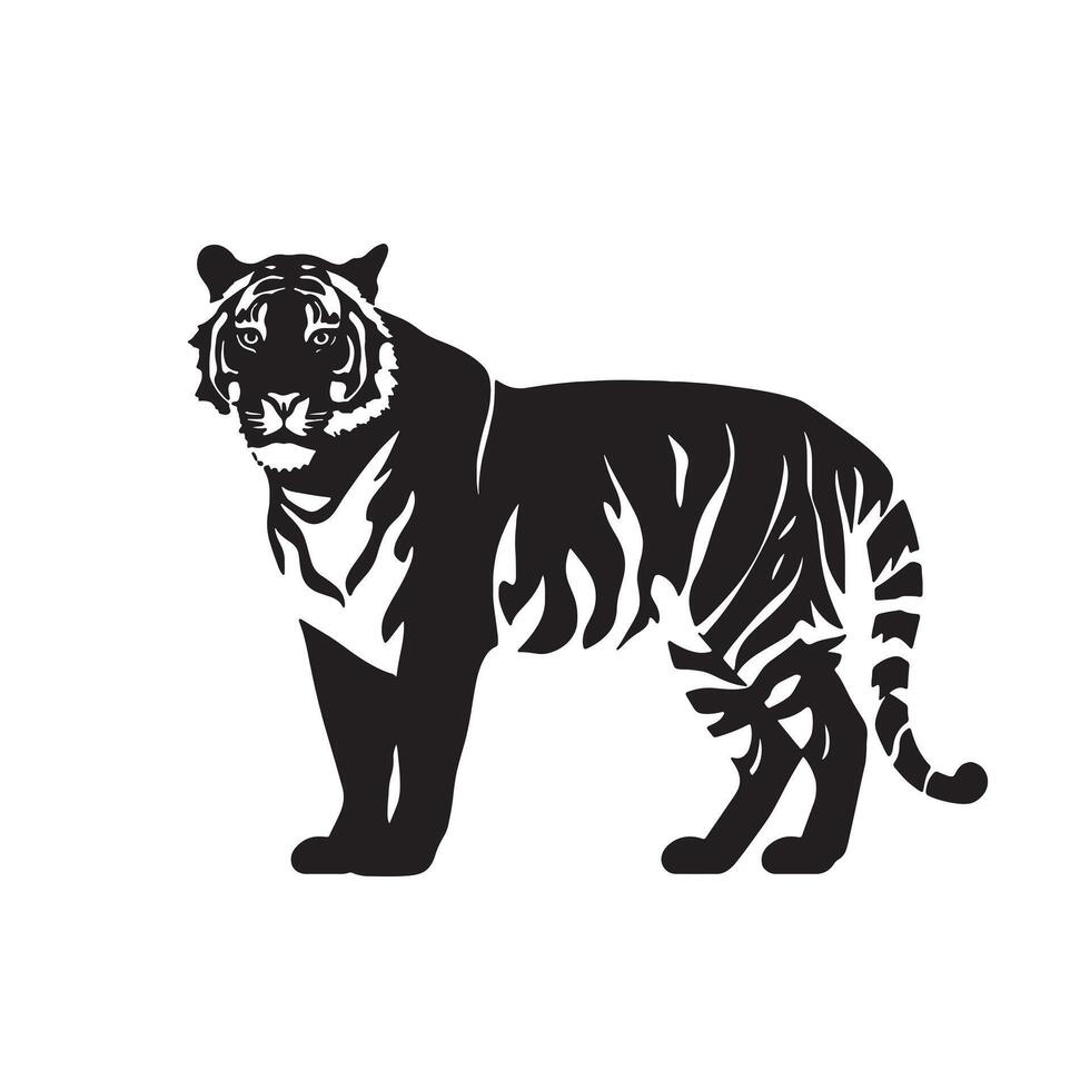 A black and white tiger silhouette on a white background vector